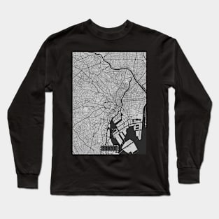 Black and white map of Tokyo (inverted) Long Sleeve T-Shirt